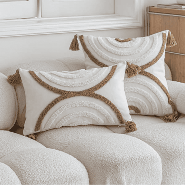 Boho Throw Pillow Covers with Tassels