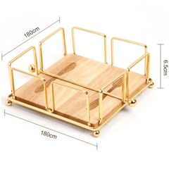 Metallic Serviette Holder with Bamboo Base