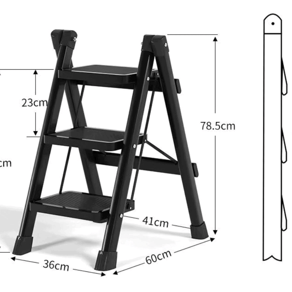 Anti-Slip Black Foldable Stepper Ladder