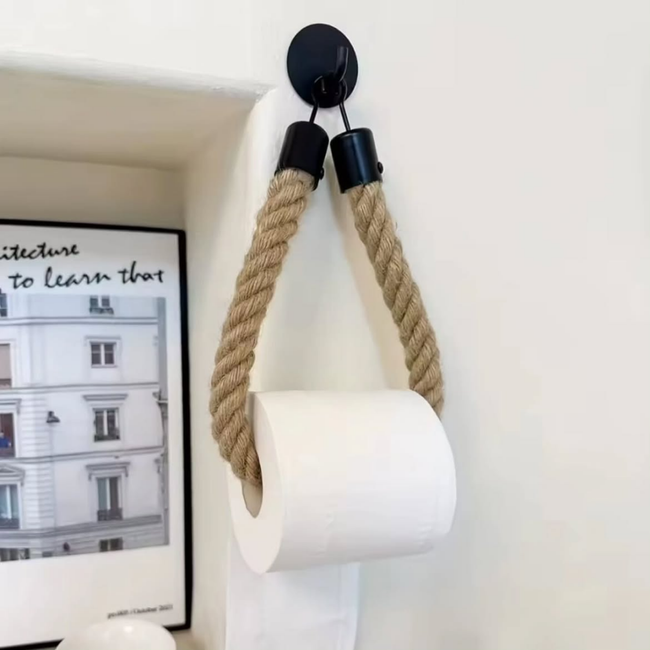 Antique Vintage Hemp Rope Tissue Holder