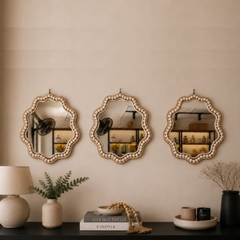 Boho Beaded Irregular Mirror Wall Decor And Tray