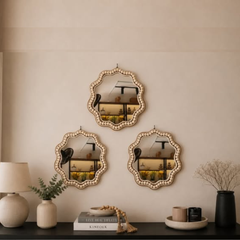 Boho Beaded Irregular Mirror Wall Decor And Tray