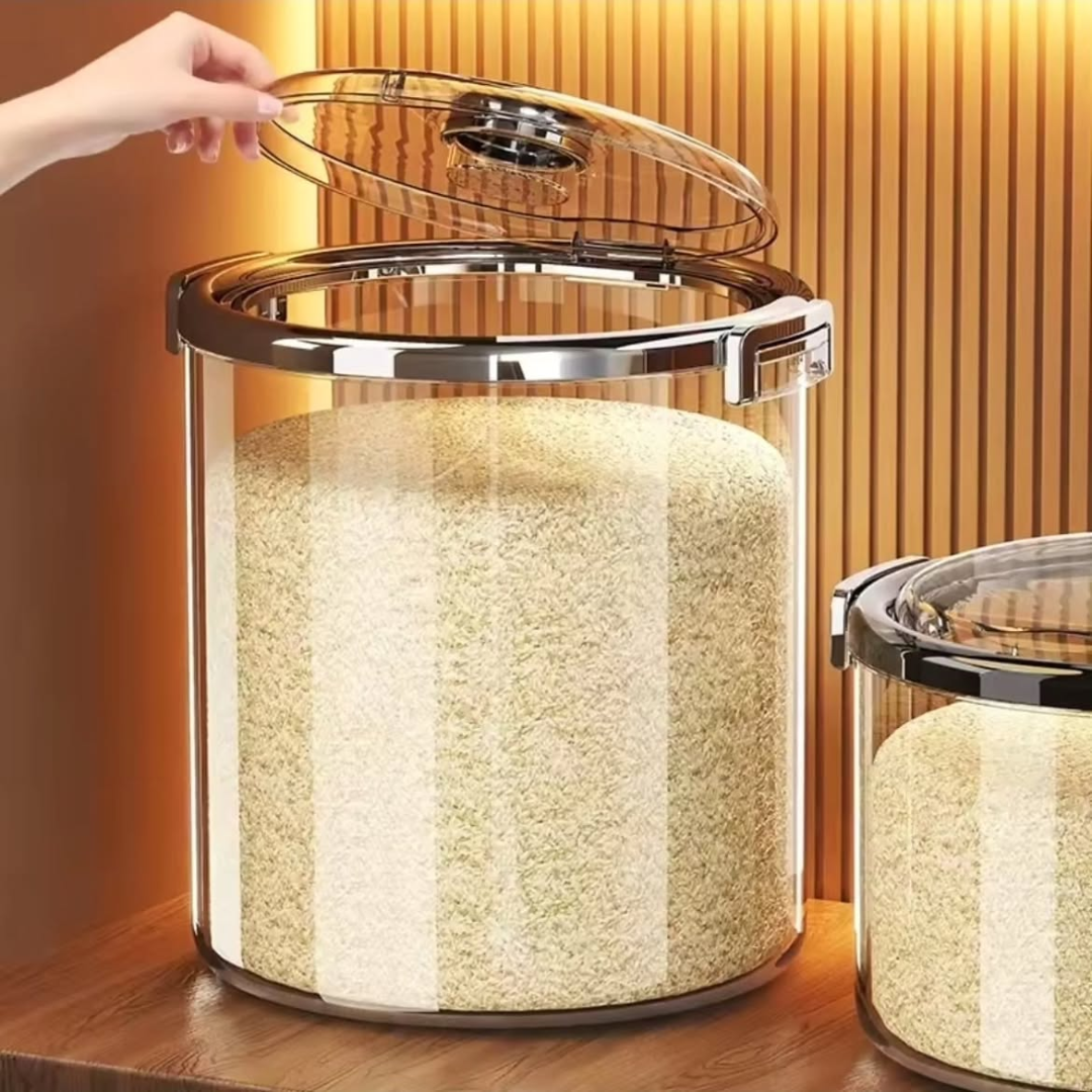 Acrylic Airtight Rice Storage Bucket With Flip-Top Lid