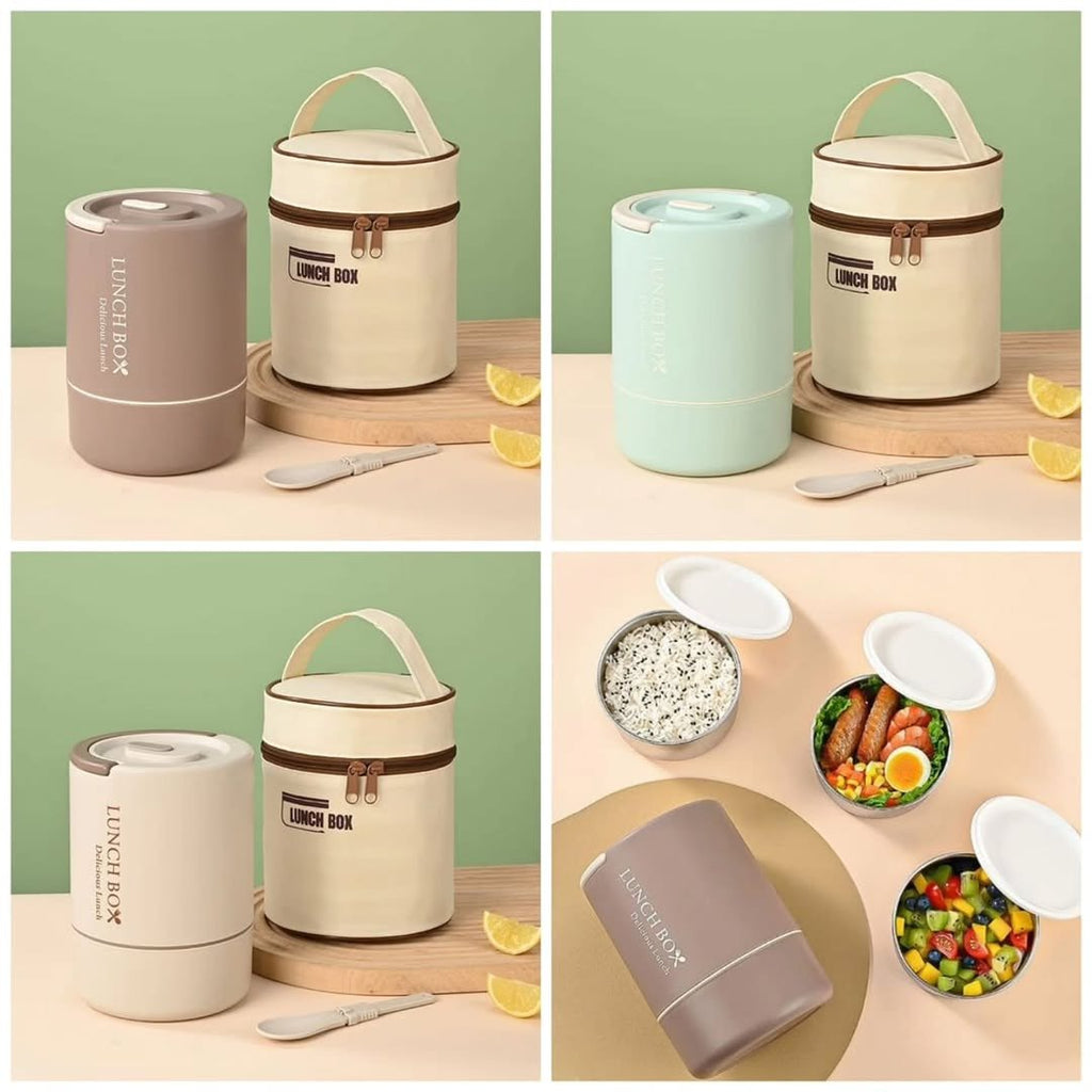 3 Layers Portable Stainless Steel Round Lunch Box