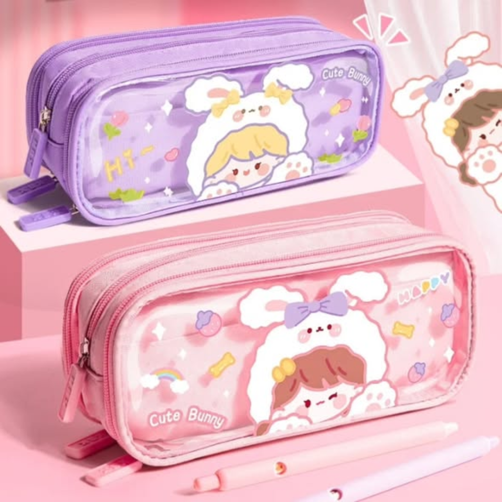 Large capacity 3 layer portable pencil pouch/pencil case