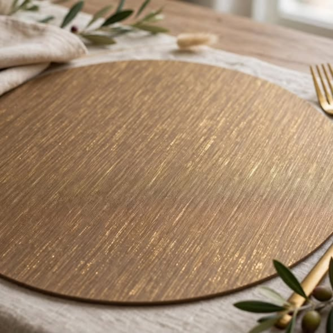 6Pcs Metallic Bronze Effect Round Table Mats