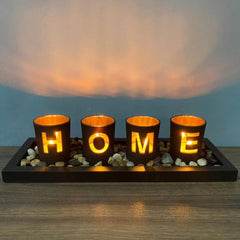 HOME branded 4pc glass candle holder set