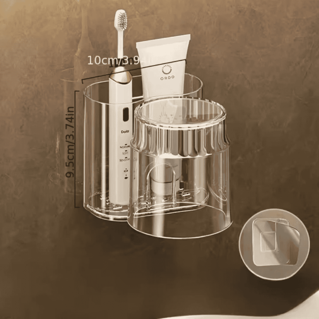 Wall Mounted Toothbrush Holder With Mouthwash Cup