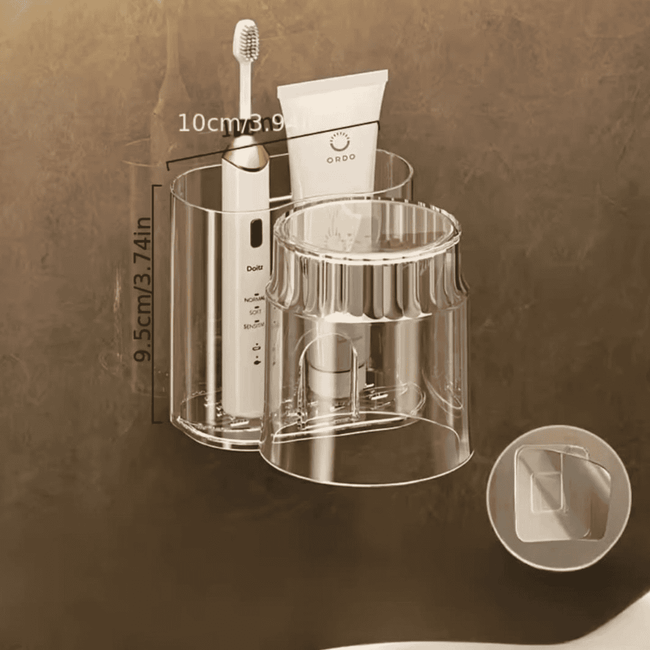 Wall Mounted Toothbrush Holder With Mouthwash Cup