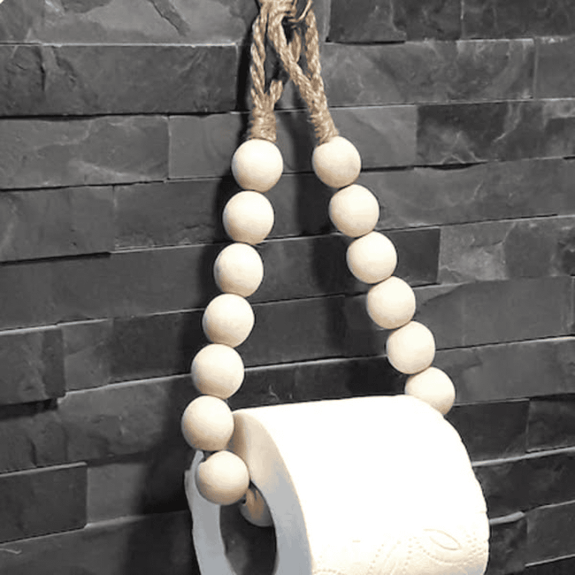 Creative Natural Wood Beaded Toilet Paper Roll Holder