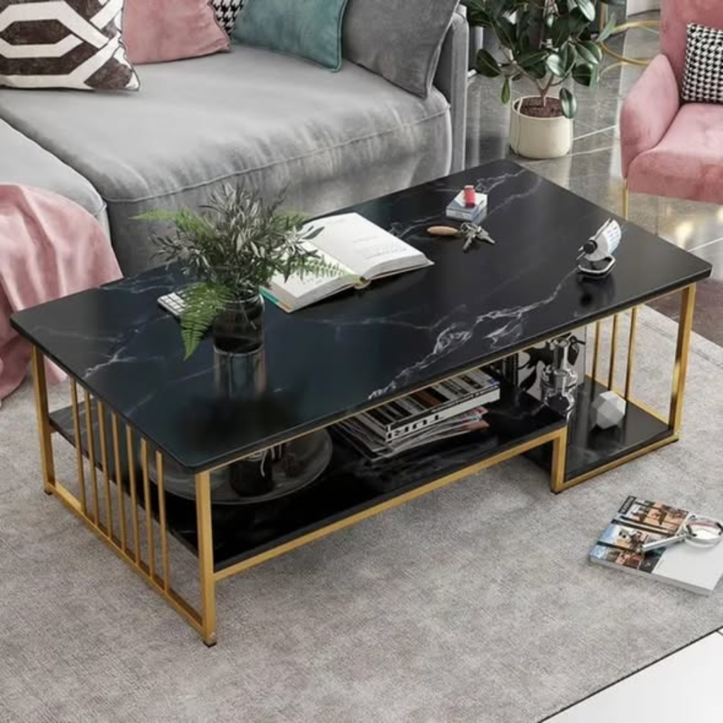 Marble Effect Wooden Coffee Table