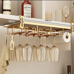 Golden Metallic Under Cabinet Wine Glasses Holder
