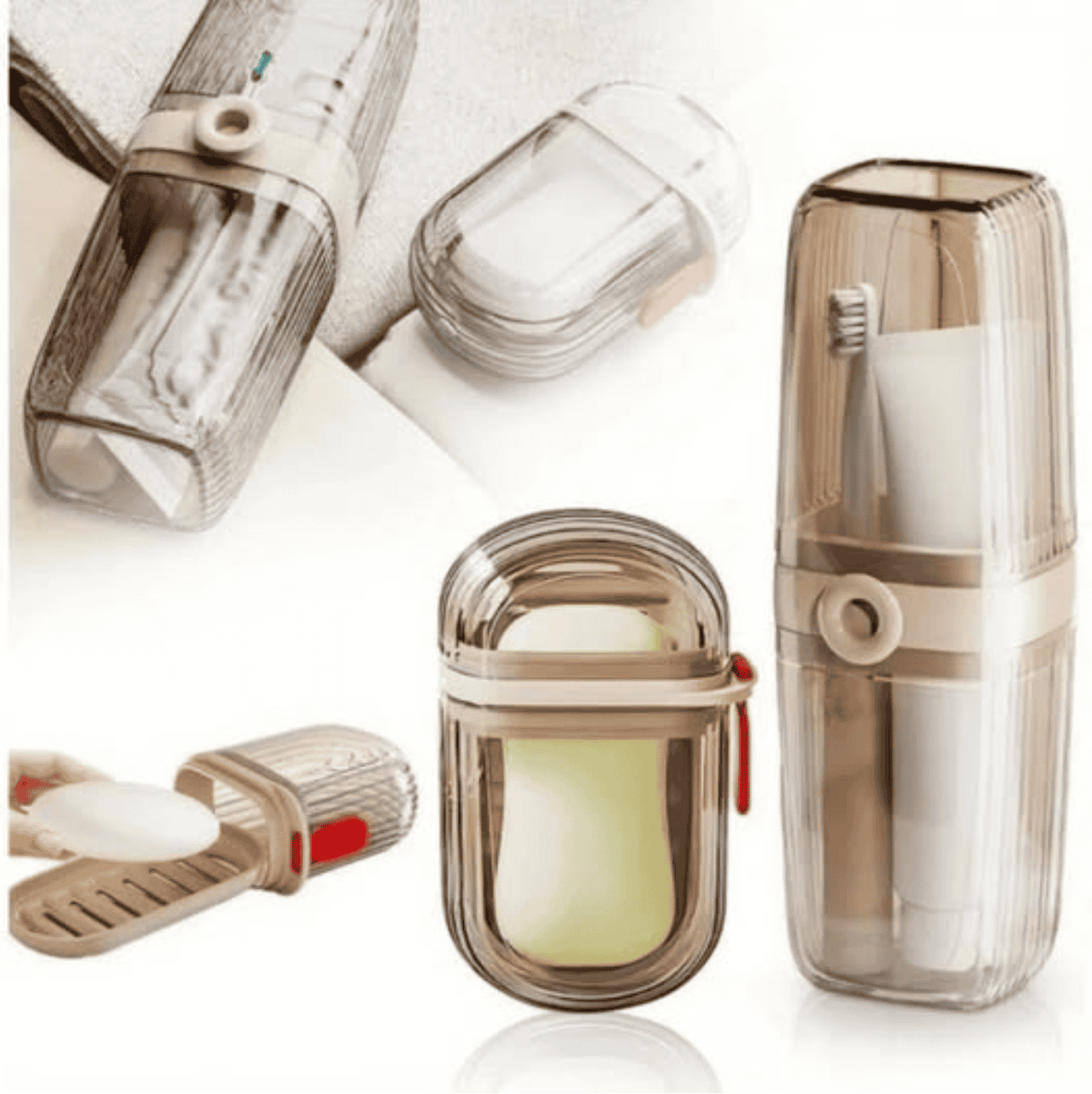 Portable Soap Dish and Travel Toothbrush/Toothpaste Holder