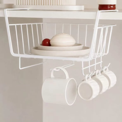 4-in-1 Metallic Under Shelf Rack with Hooks