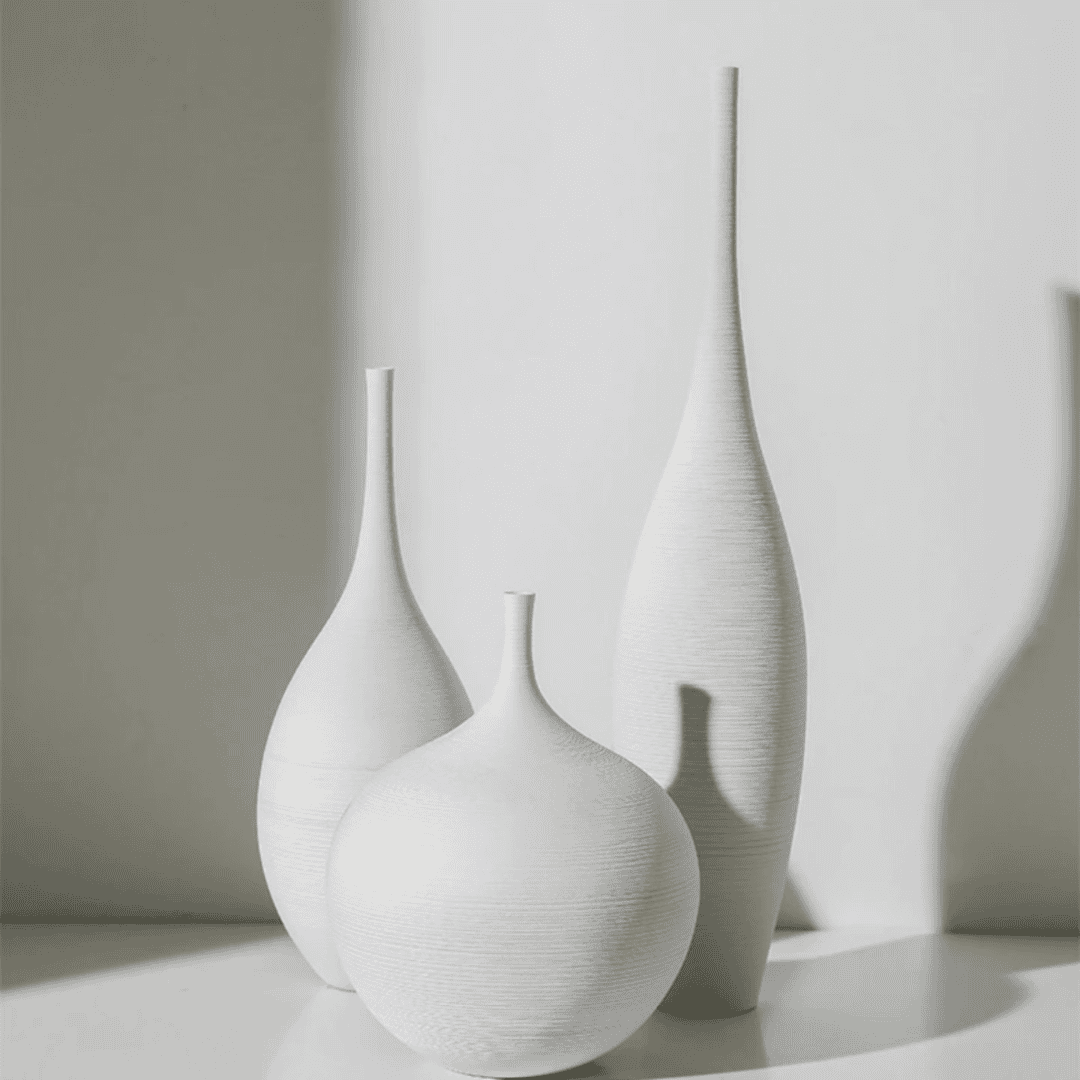 3pcs White Brushed Decor Vases