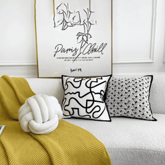Abstract Black and White Throw Pillow Cover