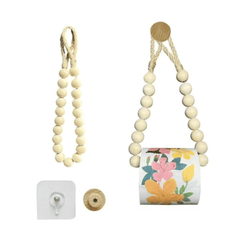 Creative Natural Wood Beaded Toilet Paper Roll Holder