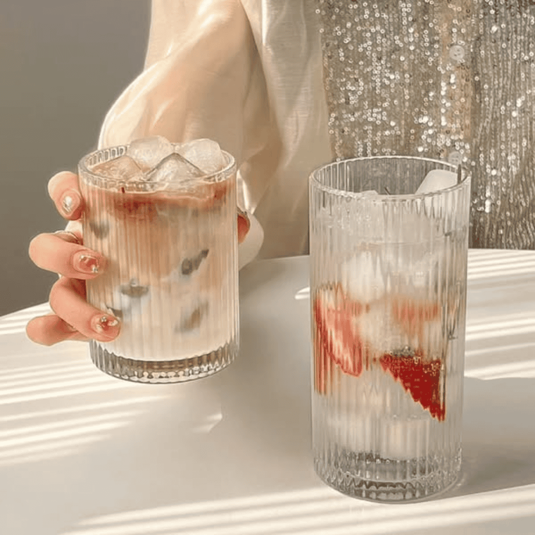 6pcs Borosilicate Ribbed Water and Juice Glasses