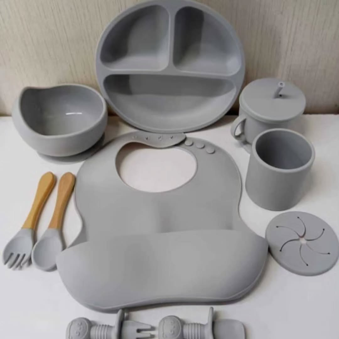 9pcs Food-Grade Silicone Feeding Set