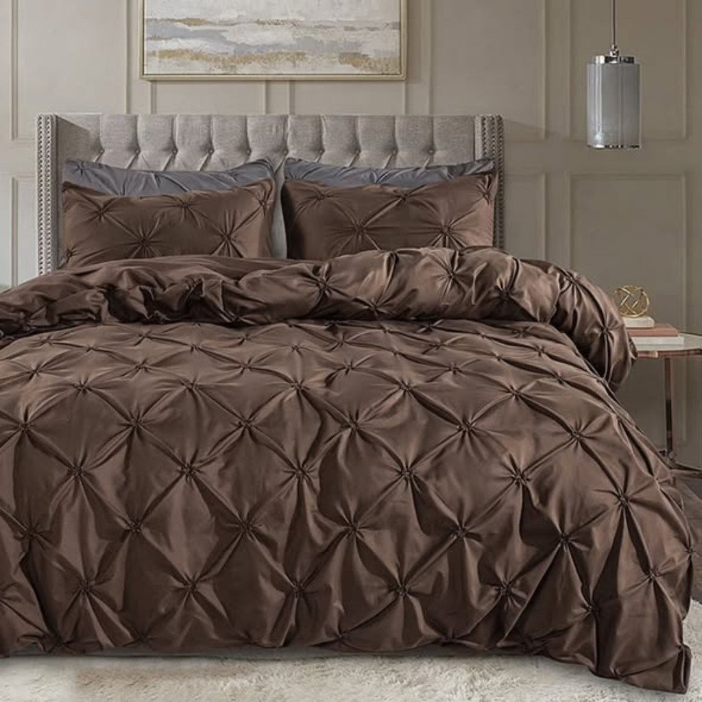 3 pcs Pinch Pleat Cross Pintuck Duvet cover set