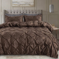 3 pcs Pinch Pleat Cross Pintuck Duvet cover set