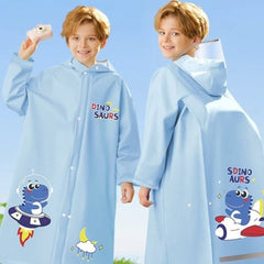 Children Raincoat with Wide Brim Hat and Backpack Position