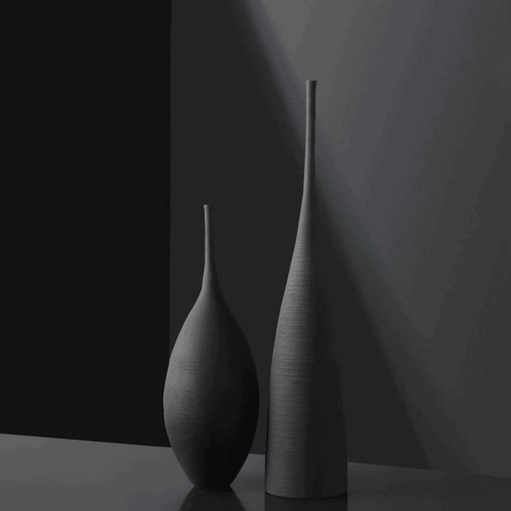 2pcs Black Brushed Decor Vases