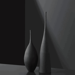 2pcs Black Brushed Decor Vases