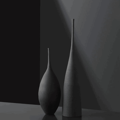 2pcs Black Brushed Decor Vases