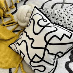 Abstract Black and White Throw Pillow Cover