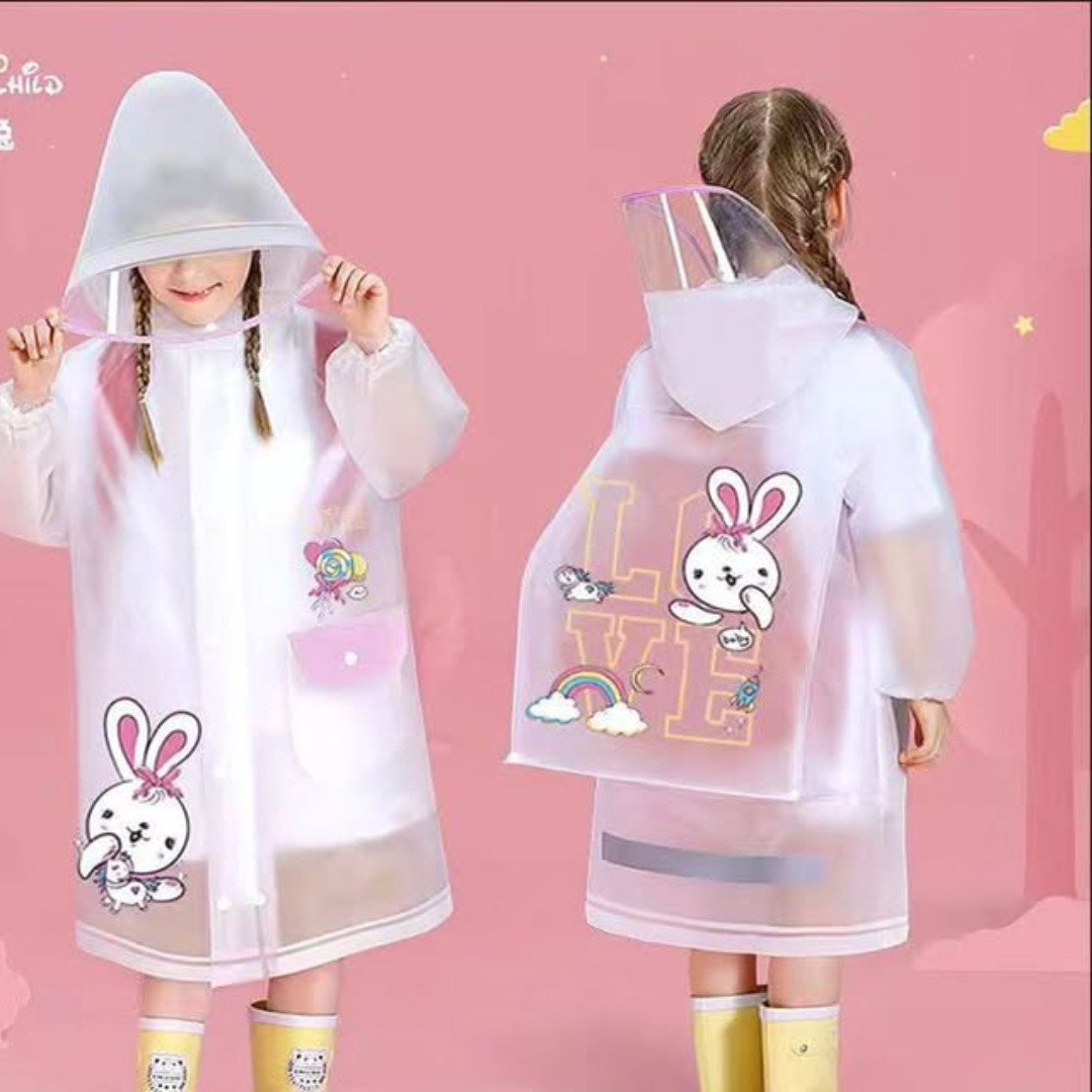 Children Raincoat with Wide Brim Hat