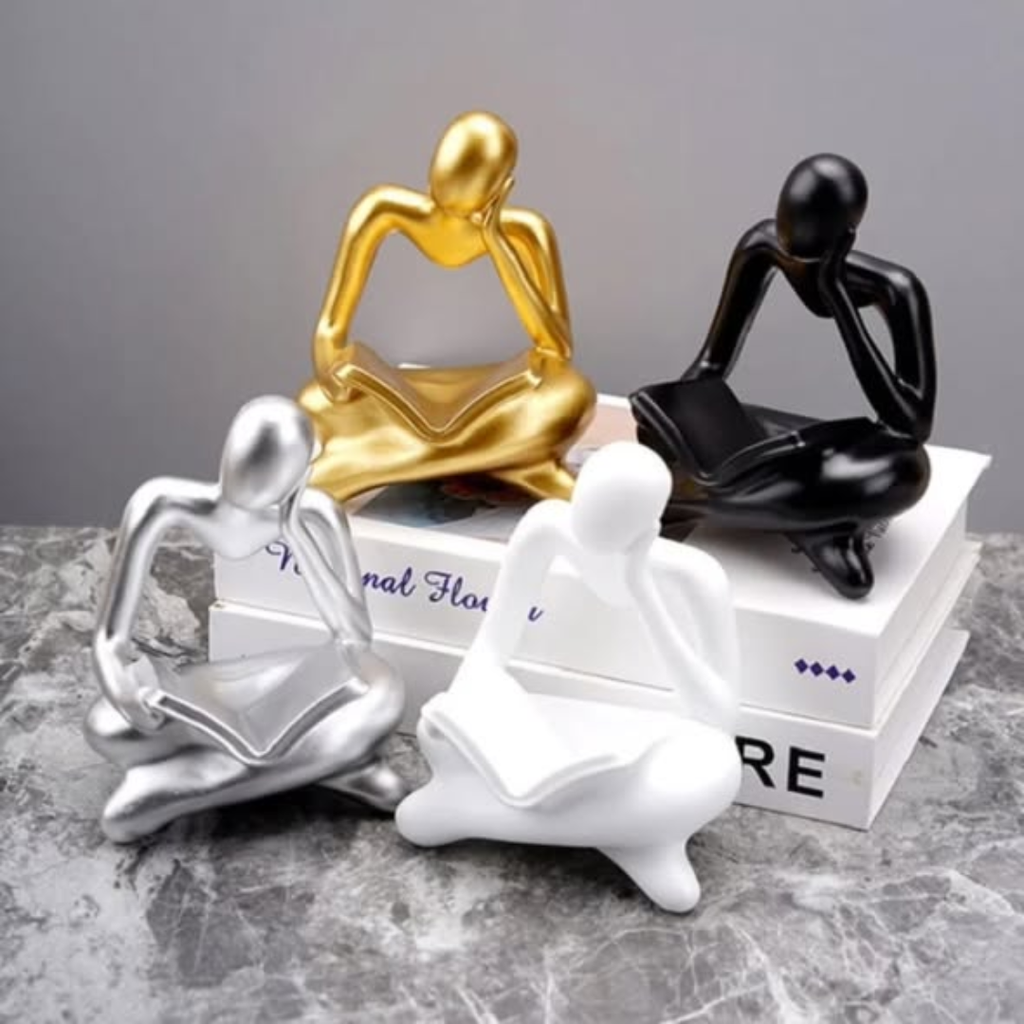 Decor reading thinking statue