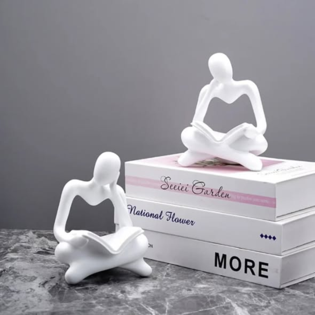 Decor reading thinking statue