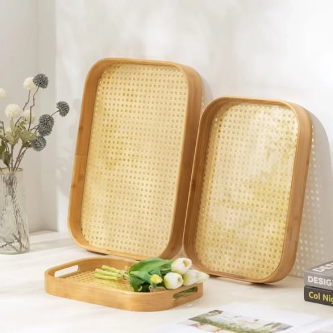 3pcs multi-functional bamboo serving trays
