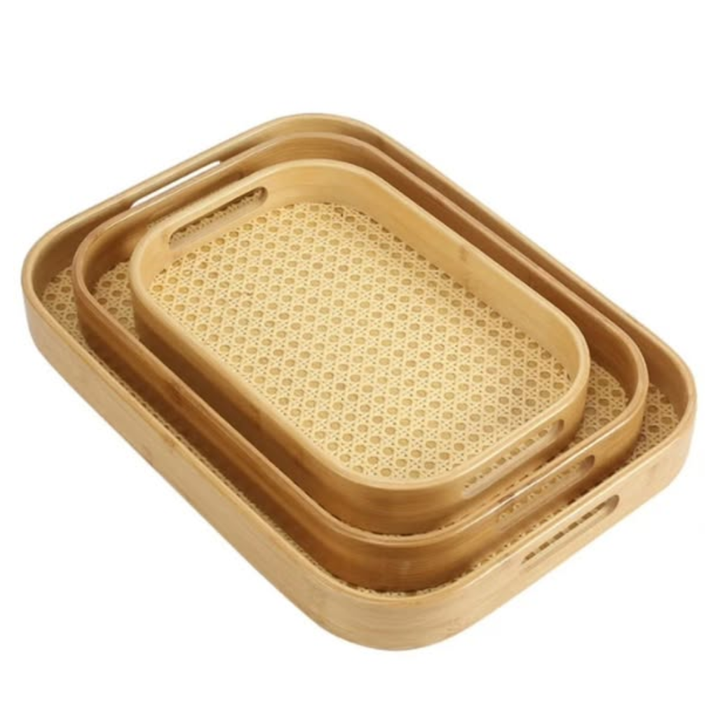 3pcs multi-functional bamboo serving trays