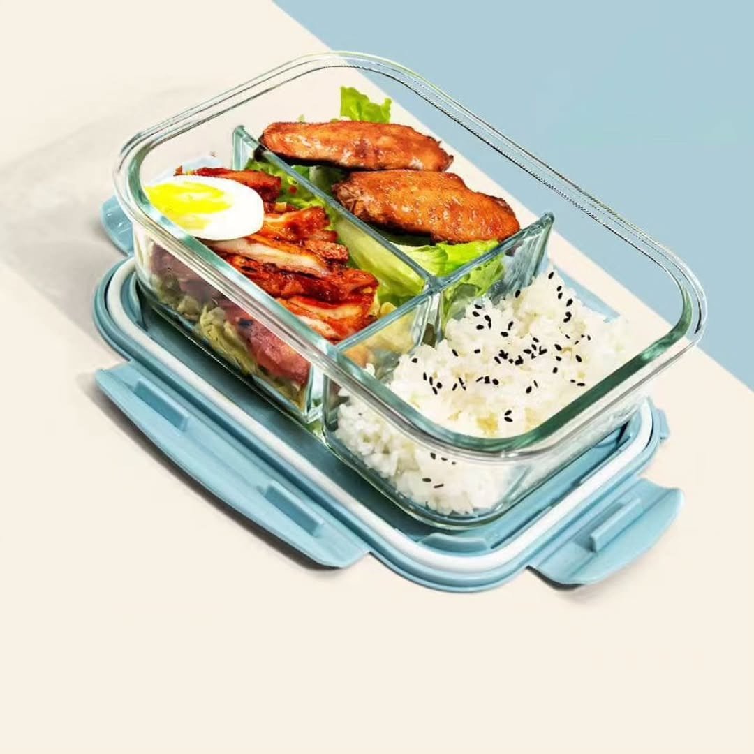 3 Grid Microwave Large Capacity Glass Lunch Dish