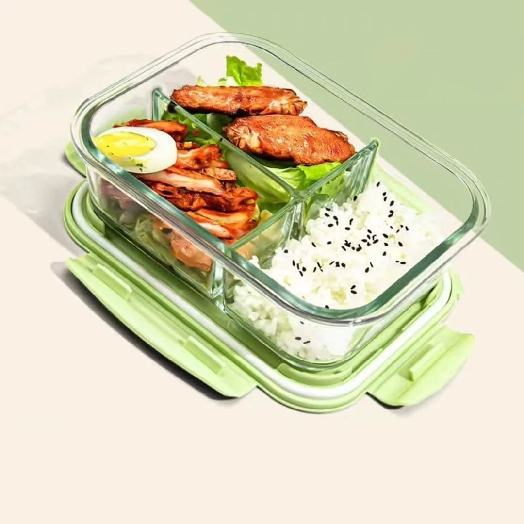 3 Grid Microwave Large Capacity Glass Lunch Dish
