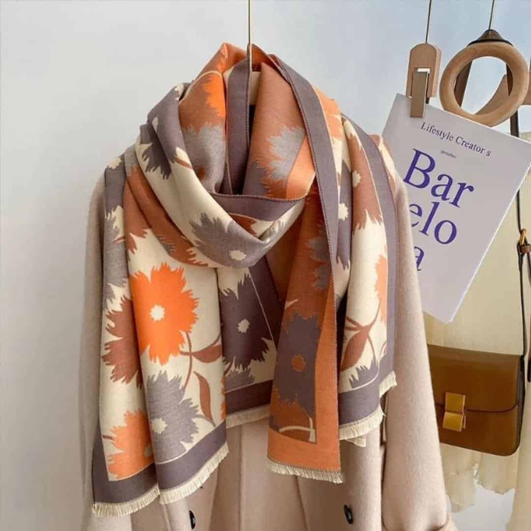 Floral Print Scarf Cashmere Pashmina Shawl