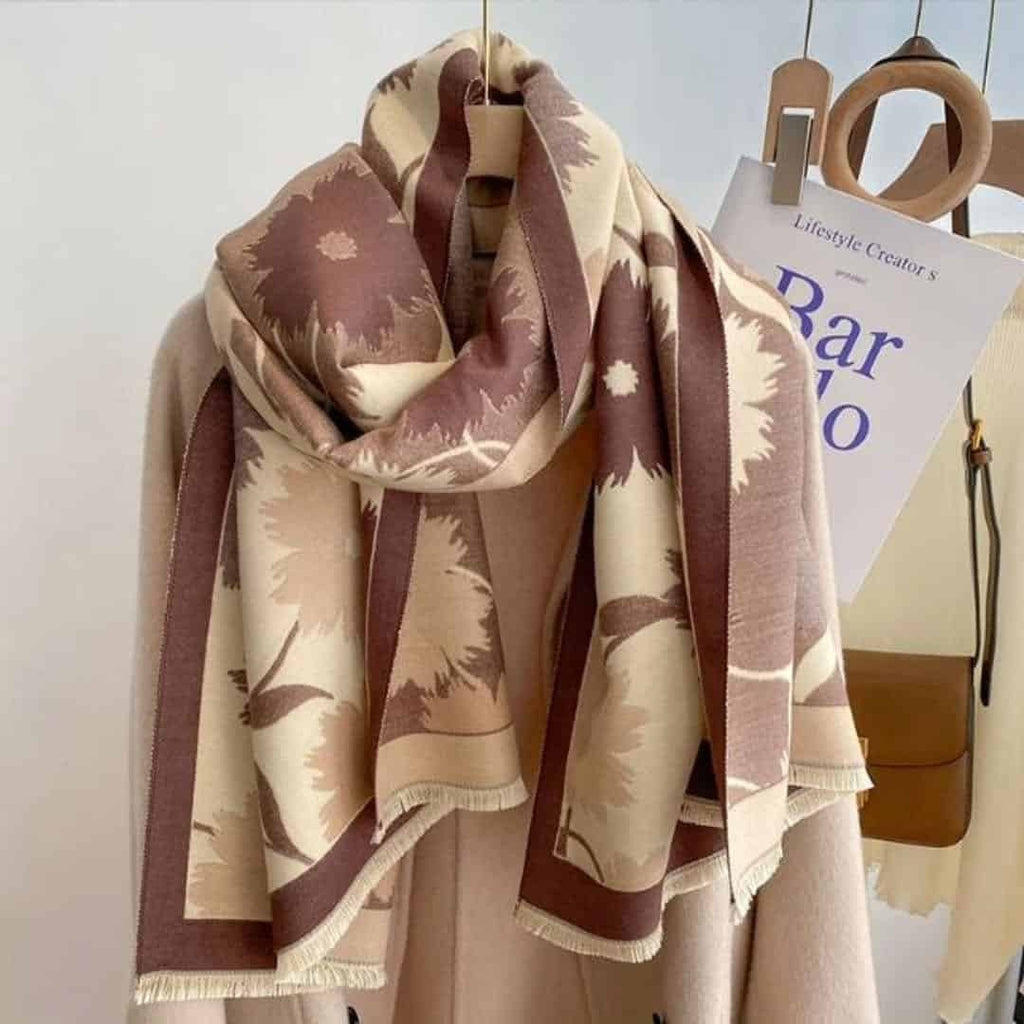 Floral Print Scarf Cashmere Pashmina Shawl