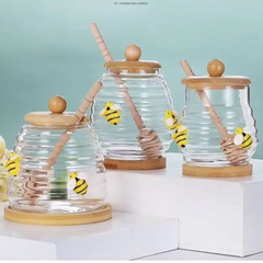 Honey Canister Container with Lid and Stirring Rod