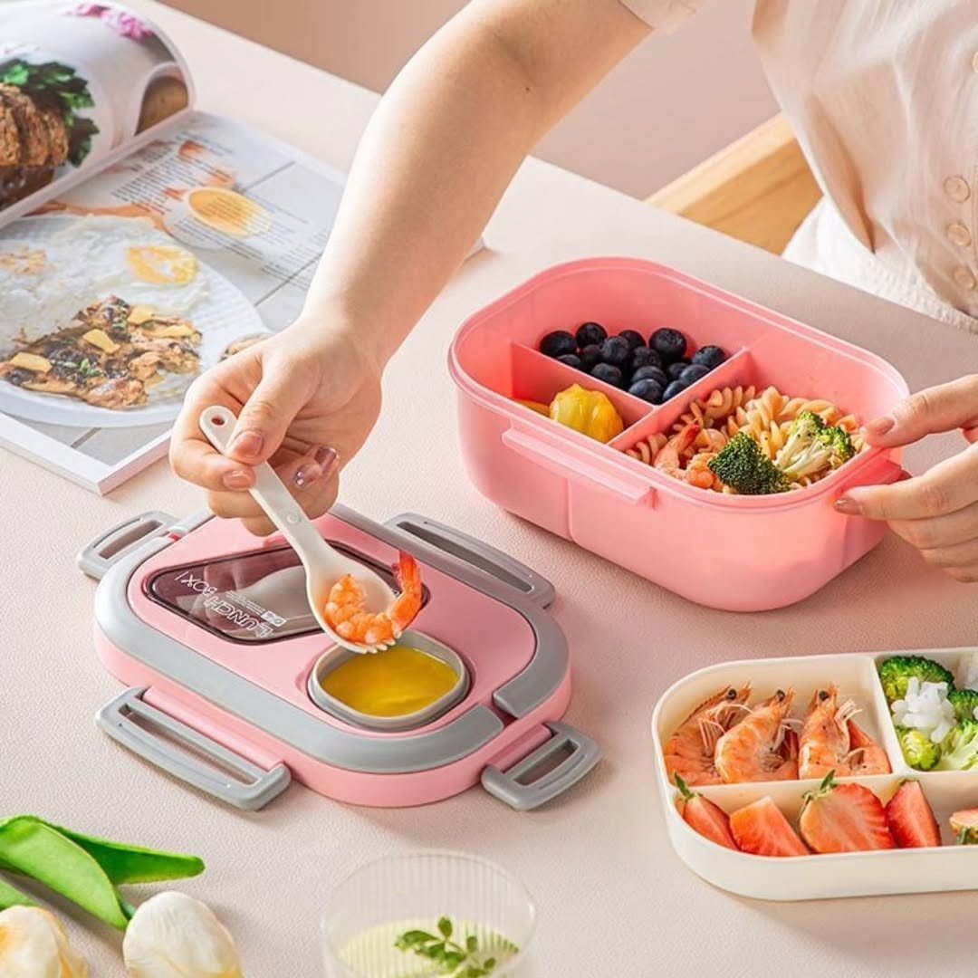 Double Layer 1400ml Lunch Box with Cutlery Set
