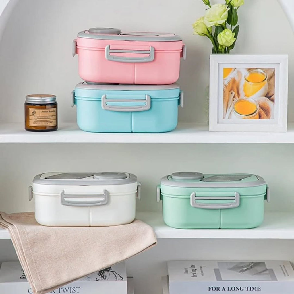 Double Layer 1400ml Lunch Box with Cutlery Set