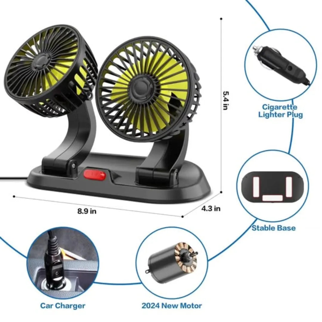 2 Speed Double Headed Vehicle Car Fan