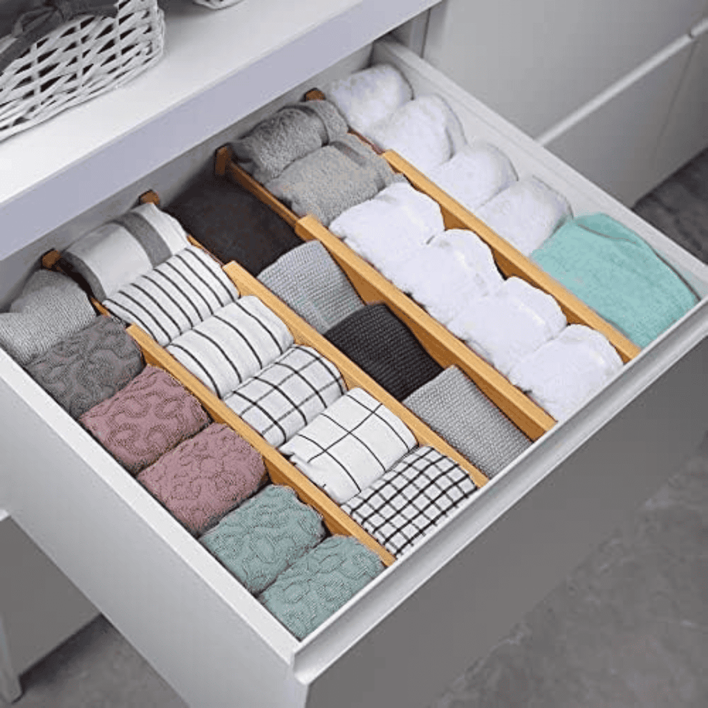 Drawer Dividers Set of 4pcs Bamboo Expandable Organizers