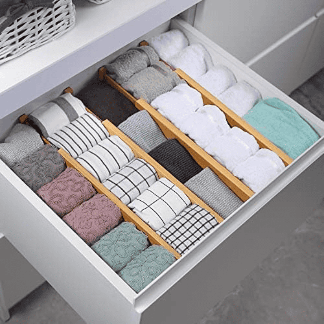 Drawer Dividers Set of 4pcs Bamboo Expandable Organizers
