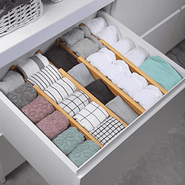 Drawer Dividers Set of 4pcs Bamboo Expandable Organizers