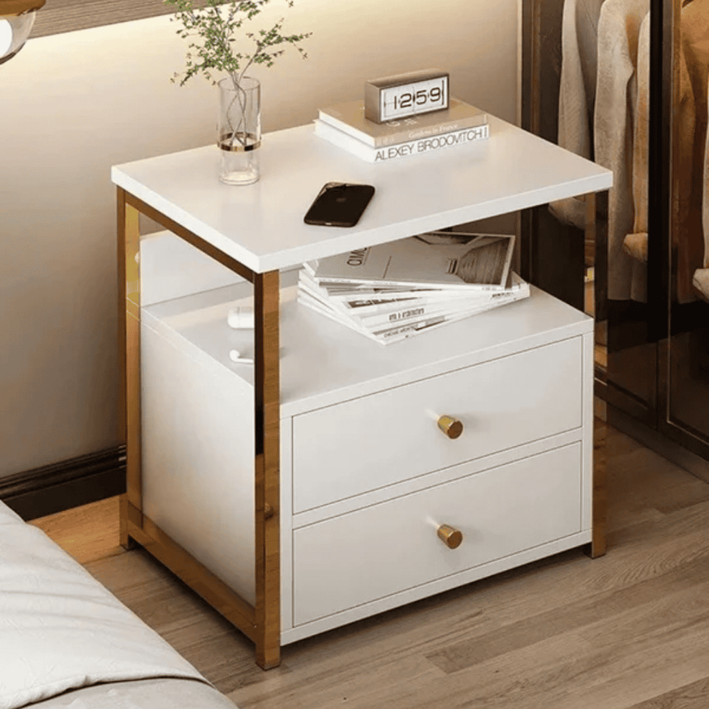 Nordic Luxury Double Drawer Bedside Cabinet