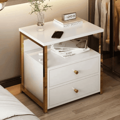 Nordic Luxury Double Drawer Bedside Cabinet