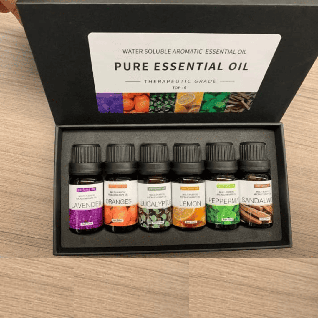 6pc set of 100{2065b22fa491b266a992e40606aaf4f3b30023166bdd0a41802df372cc64f91d} Pure Natural Aromatherapy Essential Oils