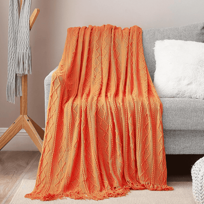 Knitted Throw Blankets with Tassel